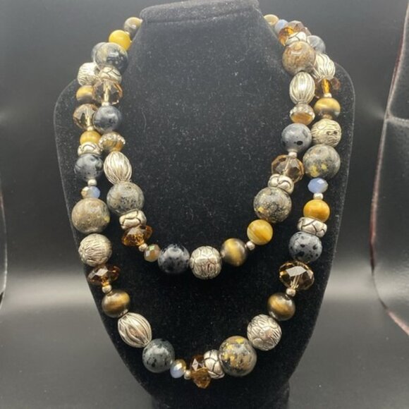 Premier Designs Necklace Bracelet Set Top Notch Pendant Reversible Gold Silver - Picture 5 of 16